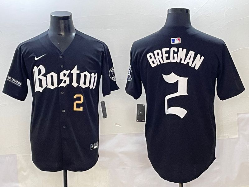Men 2025 Boston Red Sox #2 Bregman Black Five generations Joint Name Nike MLB Jersey style 10